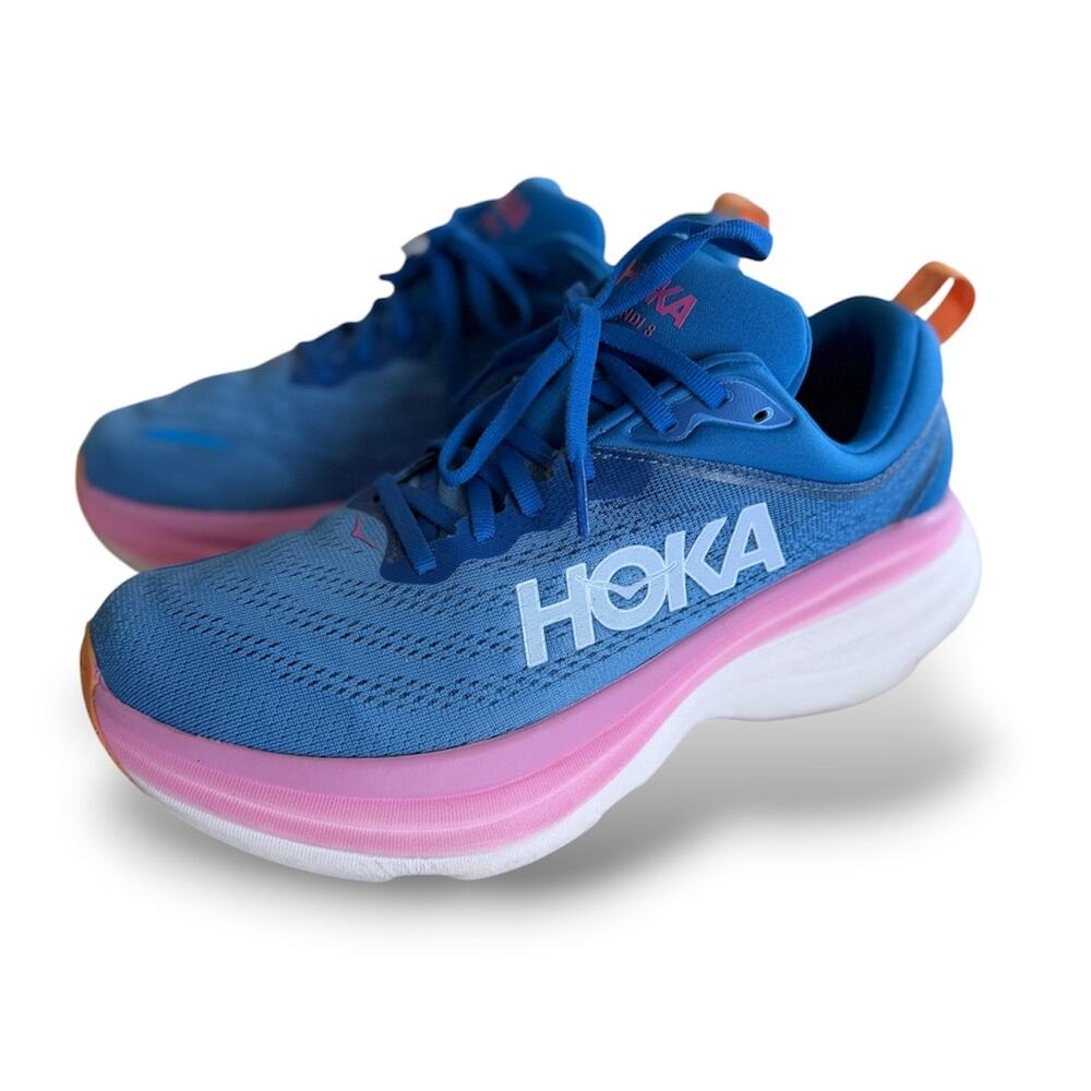Hoka One One Bondi 8 Coastal Sky Blue Pink Running Shoes Womens Sz 9D